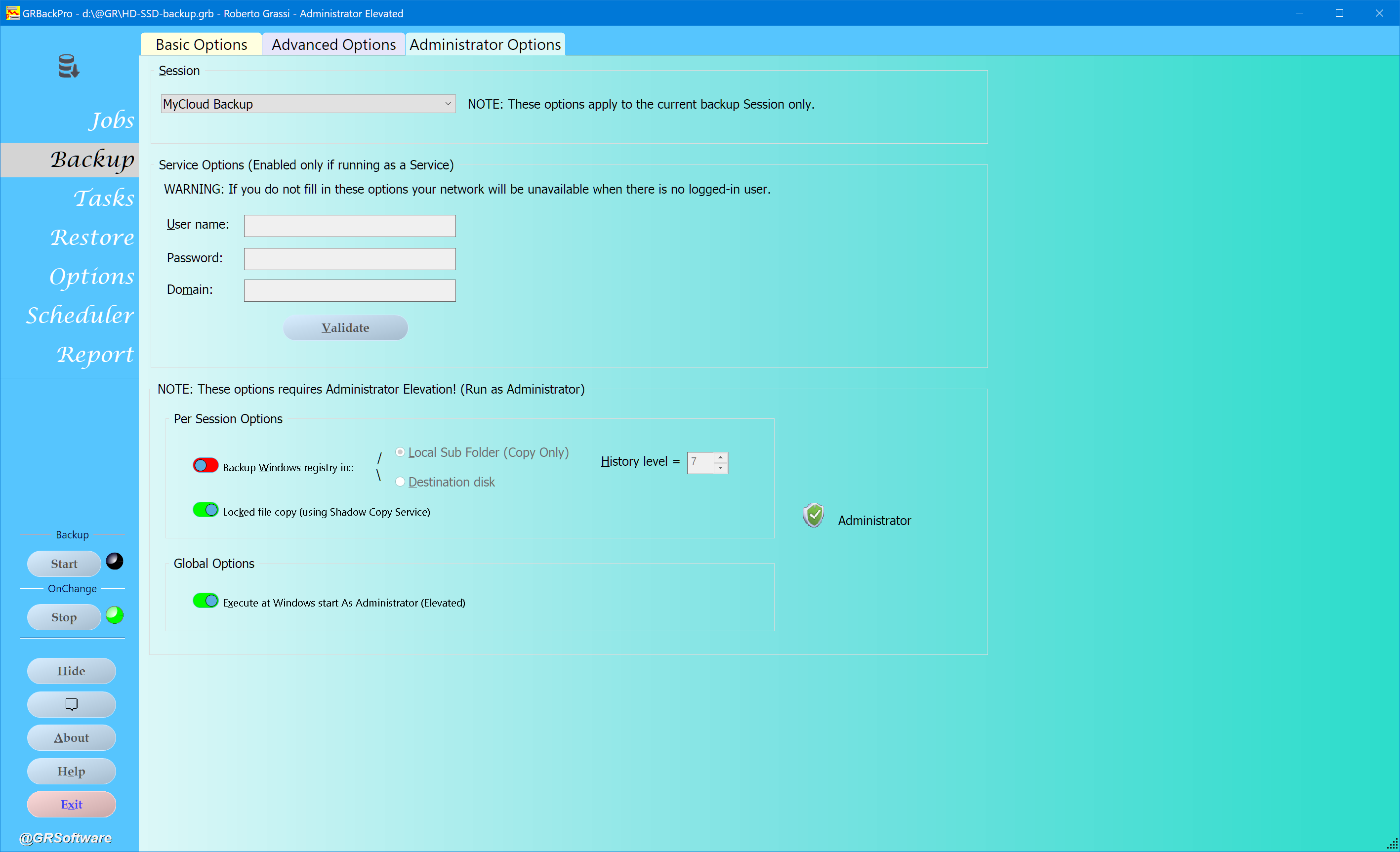 Advanced Backup Software dialog image
