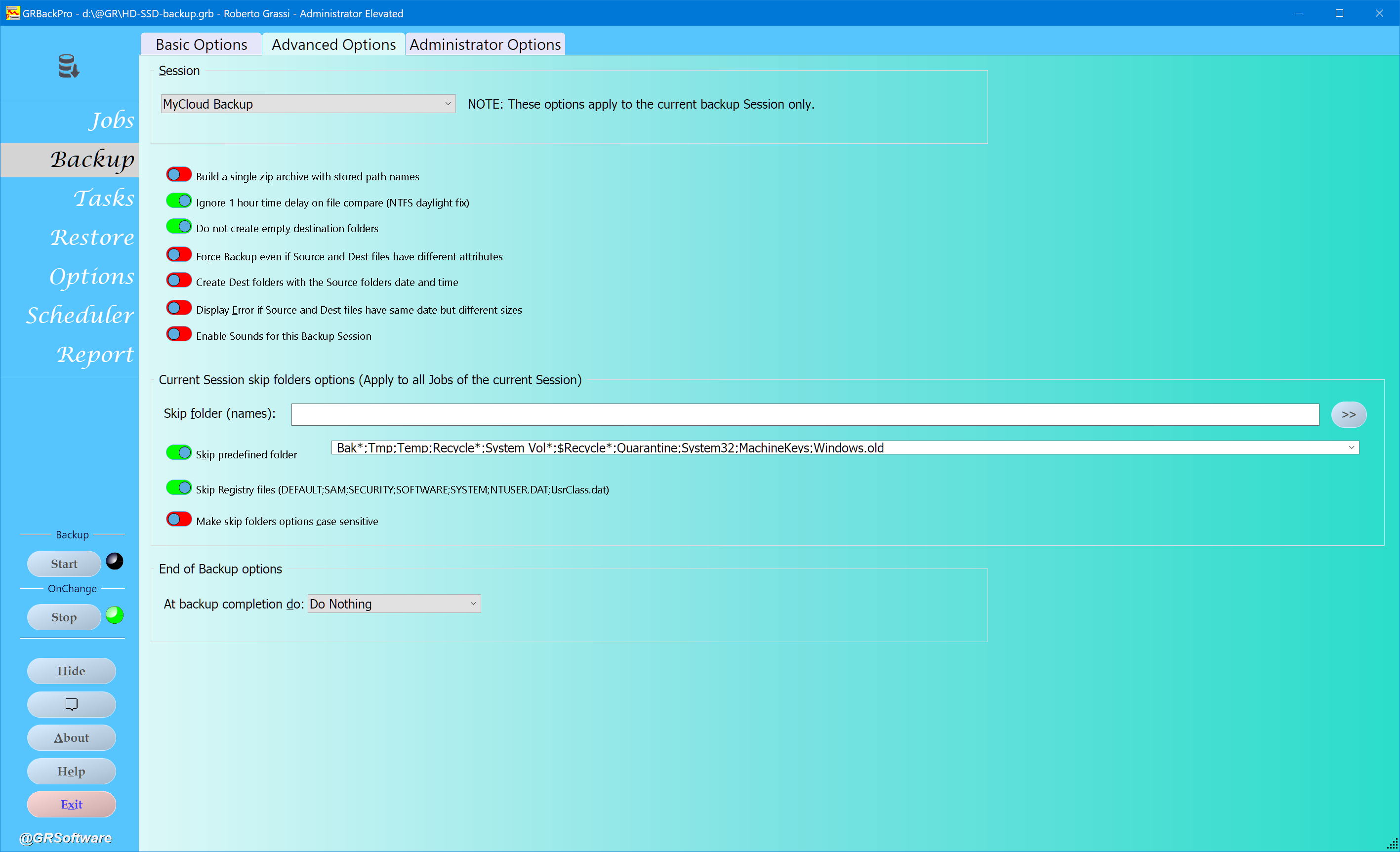 Advanced Backup Software dialog image
