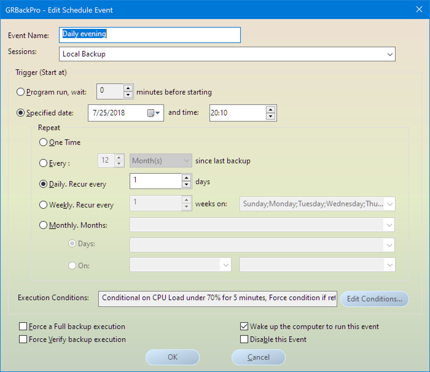 Add / Edit Scheduler Event dialog image
