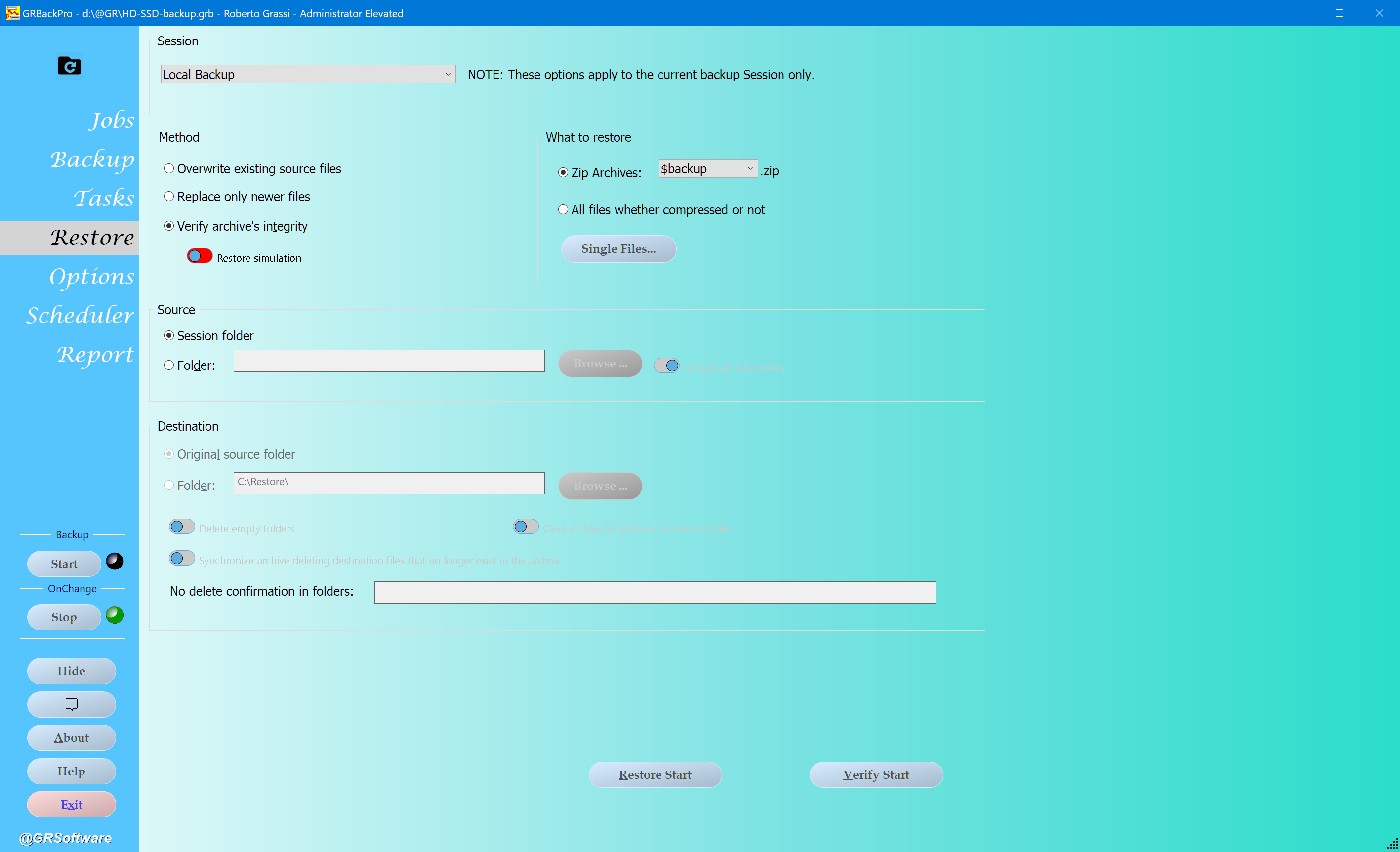 Restore dialog image