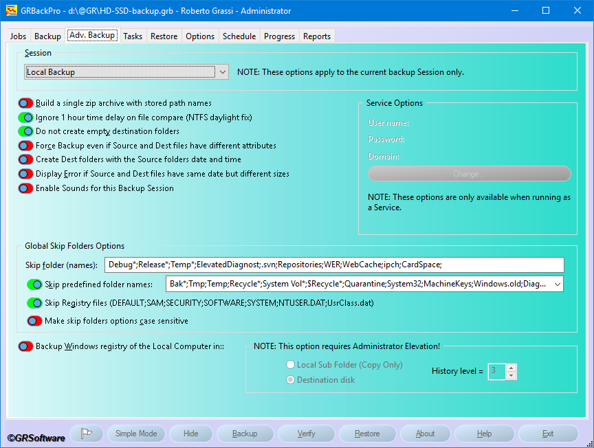 Advanced Backup Software dialog image