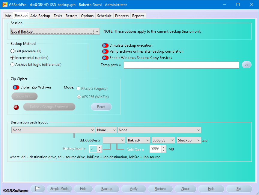 Backup Software dialog image