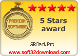 Software Evaluation Team grant GRBackPro with a 5/5 Stars Rating and 5 stars award