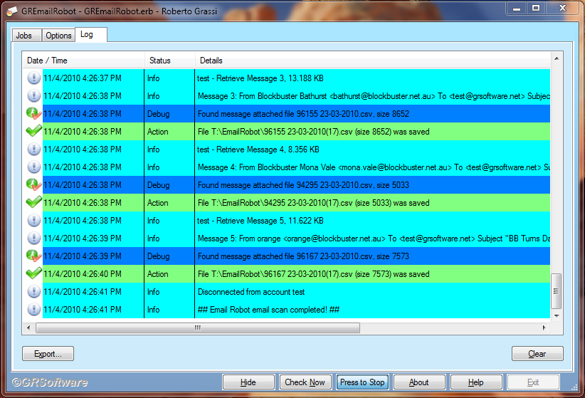 Email Automation Software progress tab